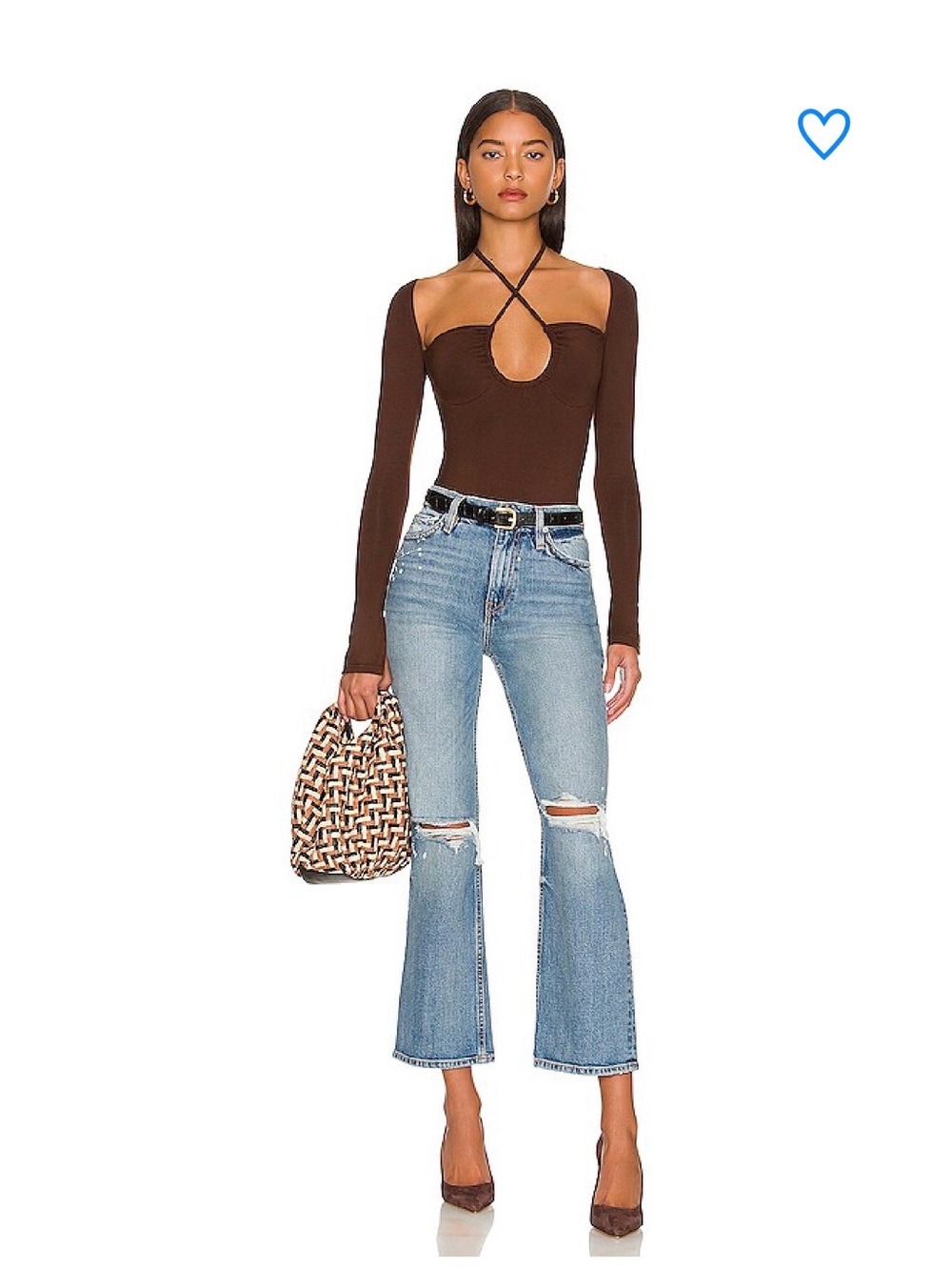 superdown Storme Chocolate Brown Tie Bodysuit